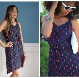 Merona Sleeveless V-Neck Dress Sea Horse Print Size XXL Color Blue Orange